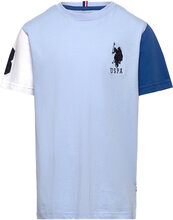 Player 3 Colour Block Tshirt Tops T-Kortærmet Skjorte Blue U.S. Polo Assn.