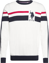 Gunnar Reg Cot Uspa M Knit Strikkegenser M. Rund Krage Hvit U.S. Polo Assn.*Betinget Tilbud