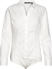 Vmlady L/S G-String Shirt Wvn New Noos T-shirts & Tops Bodies Hvit Vero Moda*Betinget Tilbud