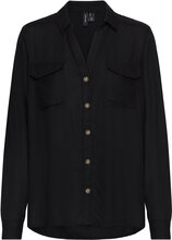 Vmbumpy L/S Shirt New Wvn Ga Noos Tops Shirts Long-sleeved Black Vero Moda