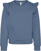 Vmoctavia Ls Frill Sweatshirt Jrs Girl Tops Sweatshirts & Hoodies Sweatshirts Blue Vero Moda Girl