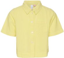 Vmhart Ss Short Shirt Wvn Girl Tops Shirts Short-sleeved Shirts Yellow Vero Moda Girl