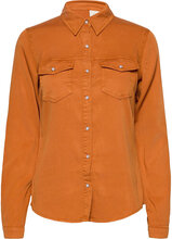 Vibista Denim Shirt/Su-Noos Shirts Denim Shirts Oransje Vila*Betinget Tilbud