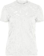 Vistasia Lace S/S Top - Noos T-shirts & Tops Short-sleeved Hvit Vila*Betinget Tilbud