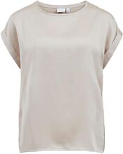 Viellette S/S Satin Top - Noos Tops T-shirts & Tops Short-sleeved Cream Vila