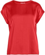 Viellette S/S Satin Top - Noos Tops T-shirts & Tops Short-sleeved Red Vila
