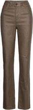 Vicommit Coated Hw Straight Pant-Noos Bottoms Trousers Straight Leg Brown Vila