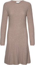Visachin New L/S Skater Knit Dress/Su Dresses Knitted Dresses Brown Vila