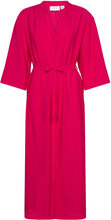 Visero Vneck 3/4 Ankle Shirt Dress/Su Maxikjole Festkjole Pink Vila