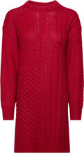 Vikana L/S Detailed Knit Dress /B Dresses Knitted Dresses Rød Vila*Betinget Tilbud