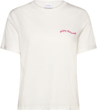 Visybil Enjoy S/S Emb T-Shirt Tops T-shirts & Tops Short-sleeved White Vila
