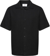 Didcot Ss Shirt Texture Wave Stripe Black Designers Shirts Short-sleeved Black Wax London