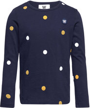Kim Pois Junior Long Sleeve Gots Tops T-shirts Long-sleeved T-Skjorte Navy Wood Wood
