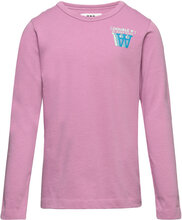 Kim Stacked Logo Junior Long Sleeve Tops T-shirts Long-sleeved T-Skjorte Pink Wood Wood