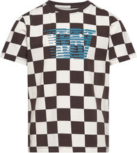 Ola Junior Checkered T-Shirt Tops T-Kortærmet Skjorte Multi/patterned Wood Wood