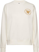 Jess Tonal Logo Sweatshirt Gots Tops Sweat-shirts & Hoodies Sweat-shirts Cream Double A By Wood Wood