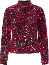 Yaspinko Sequin Ls Blouse - Show Tops Blouses Long-sleeved Red YAS