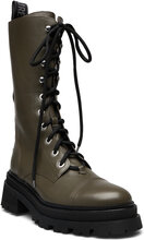 Ride Semy-Shiny Calfskin Shoes Boots Ankle Boots Laced Boots Khaki Green Zadig & Voltaire