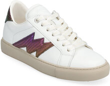 La Flash Metal Embossed Iguana Designers Flats Laced Shoes White Zadig & Voltaire