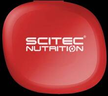 Boks til kapsler og piller, rød med hvit Scitec logo  