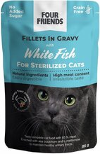 Four Friends Cat Sterilized White Fish in Gravy 85 g