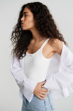 Gina Tricot - Basic rib singlet - linnen - White - XXL - Female