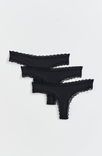 Gina Tricot - 3-pack rib string - truser-3-pack - Black - L - Female