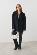 Gina Tricot - Linen blend blazer - Dressjakker - Black - XS - Female