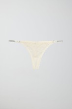 Gina Tricot - Rhinestone lace thong - Truser - White - L - Female