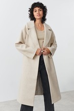 Gina Tricot - Long belted coat - Kåper - Beige - XL - Female