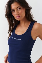 Gina Tricot - Embroidery rib tank - Topit - Blue - XXS - Female
