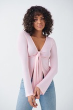 Gina Tricot - Tie front long sleeve top - pitkähihaiset yläosat - Pink - XS - Female