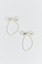 Gina Tricot - 2-pack pearl bow hair clip - Hårtilbehør - White - ONESIZE - Female