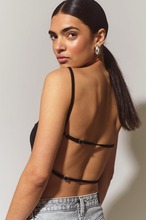 Gina Tricot - Open back top - linnen - Black - XS - Female