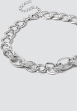 Silver Textured Link Chain Necklace