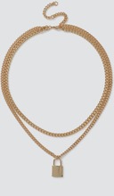 Gold Padlock Layered Necklace