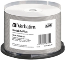 Verbatim DataLifePlus - 50 x CD-R - 700 MB 52x - hvit - blekkstråleskrivbar overflate, bred skrivbar overflate - spindel