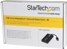 StarTech.com USB 3.0 to DisplayPort Adapter - DisplayLink Certified - 4K 30Hz - USB / DisplayPort-adapter - TAA-samsvar - USB-type A (hann) til DisplayPort (hunn) - USB 3.0 - 9 m - 4K-støtte, USB-strøm - svart - for P/N: MDP2DPMM10, MDP2DPMM3, MDP2DPMM6, 