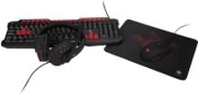 DELTACO 4-in-1 Gaming Gear Kit - Sett med tastatur, mus, hodetelefon og musepute - USB - Nordisk - svart