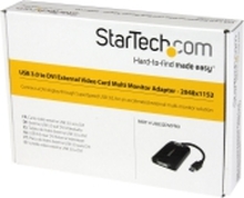 StarTech.com USB 3.0 to DVI / VGA Adapter - 2048x1152 - External Video & Graphics Card - Dual Monitor Display Adapter Cable - Supports Mac & Windows (USB32DVIPRO) - USB / DVI-adapter - USB-type A (hann) til DVI-I (hunn) - USB 3.0 - 15.2 cm - 2048 x 1152 s