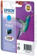 Epson T0802 - Cyan - original - blære med RF/lyd-alarm - blekkpatron - for Stylus Photo P50, PX650, PX660, PX700, PX710, PX720, PX730, PX800, PX810, PX820, PX830