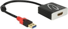 Delock Adapter USB 3.0 Type-A male > HDMI female - Ekstern videoadapter - USB 3.0 - HDMI - svart