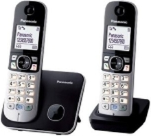 Panasonic KX-TG6812 - Trådløs telefon med opkalds-ID - DECT\GAP - sort + ekstra telefonrør - Engelsk brugervejledning