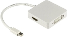 DELTACO DP-MULTI1 - Video adapter - Mini DisplayPort hann til DVI-I, HDMI, DisplayPort hunn - 20 cm - hvit