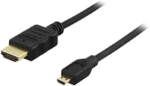 DELTACO HDMI-1023 - HDMI-kabel med Ethernet - mikro-HDMI hann til HDMI hann - 2 m - svart