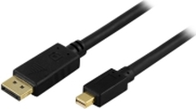 DELTACO - DisplayPort-kabel - Mini DisplayPort (hann) til DisplayPort (hann) - 2 m - svart