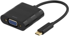 DELTACO USBC-VGA - Ekstern videoadapter - USB-C - VGA - svart