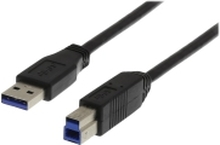 DELTACO USB3-120S - USB-kabel - USB-type A (hann) til USB Type B (hann) - USB 3.0 - 2 m - svart