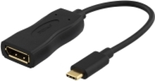DELTACO USBC-DP - Ekstern videoadapter - USB-C 3.1 - DisplayPort - svart