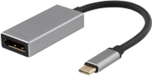 DELTACO USBC-DP2 - Ekstern videoadapter - USB-C - DisplayPort - romgrå